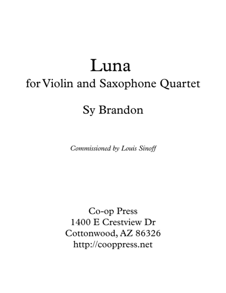 Luna for Violin and Saxophone Quartet image number null
