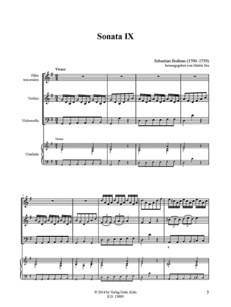 Sonata IX für Flöte, Violine und Basso continuo G-Dur (aus: Musicalische Divertissements, Teil IV)