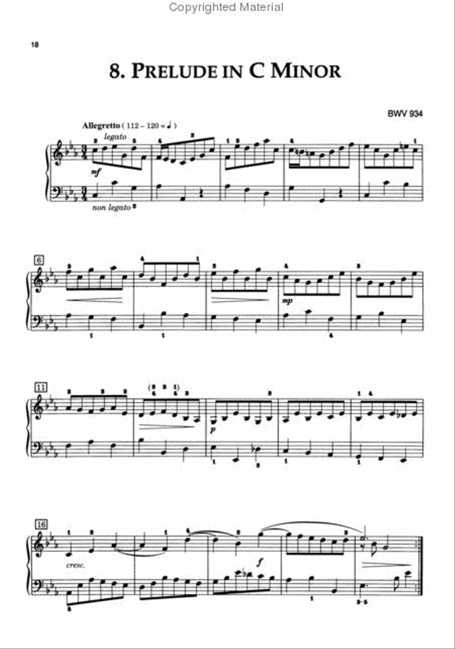 Bach - Eighteen Little Preludes Piano Solo scores gallery preview page 3
