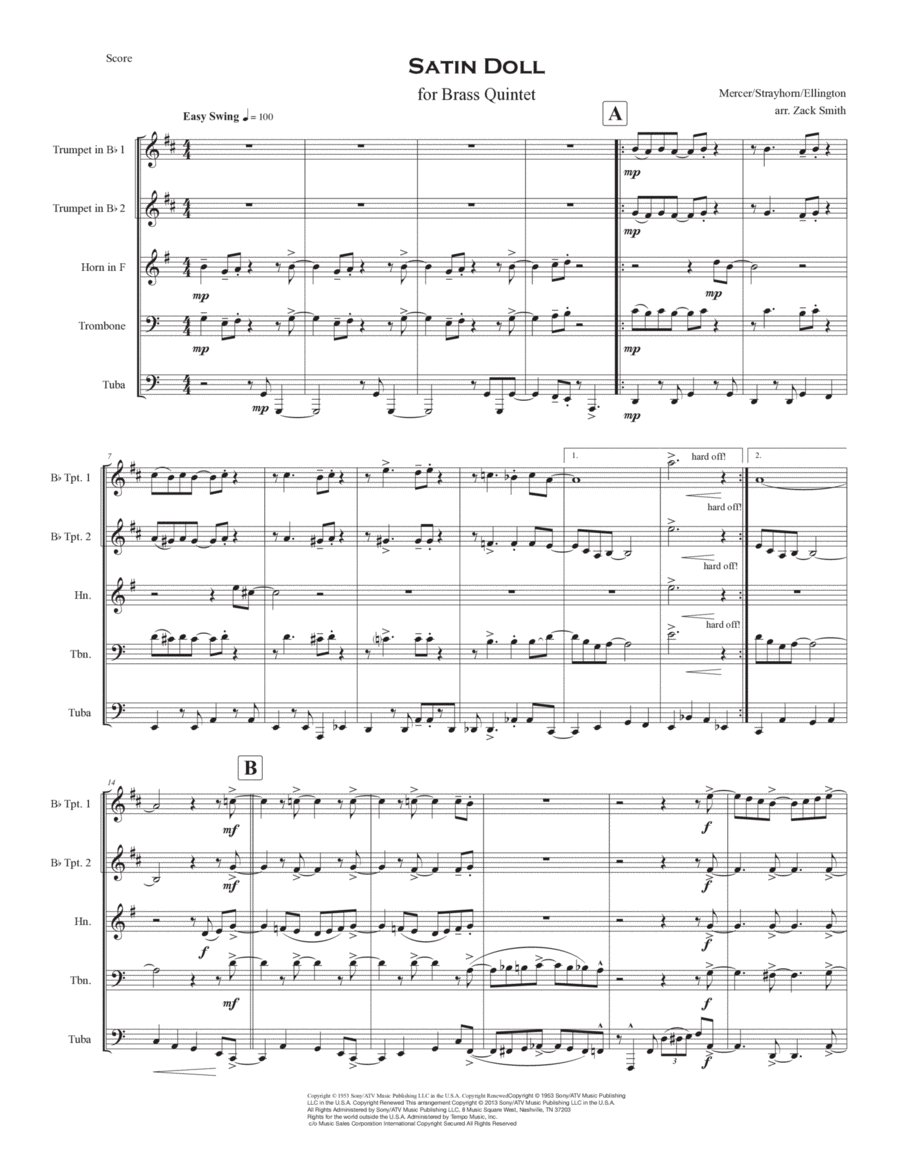 Satin Doll Brass Ensemble scores gallery preview page 1