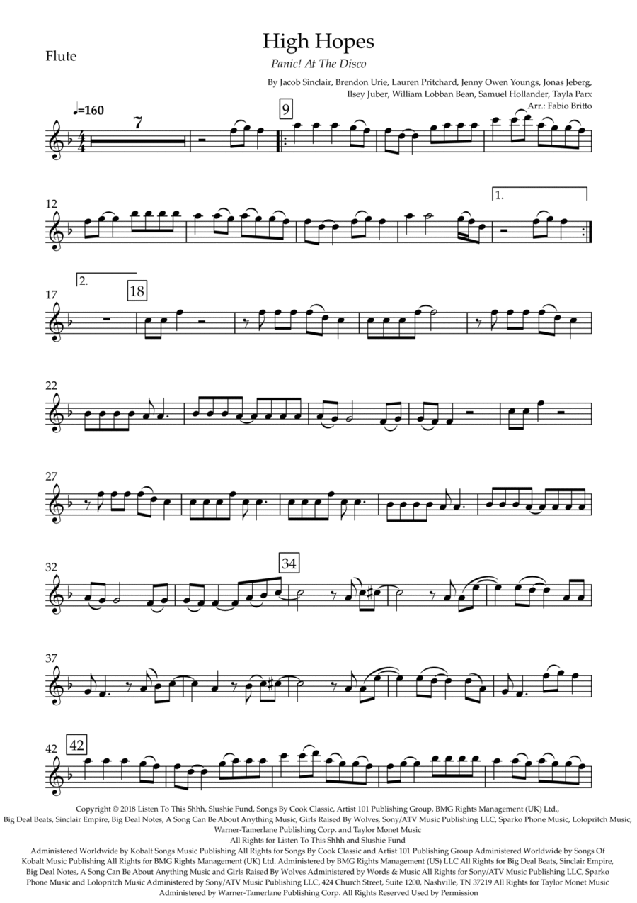 High Hopes Flute Solo scores gallery preview page 1