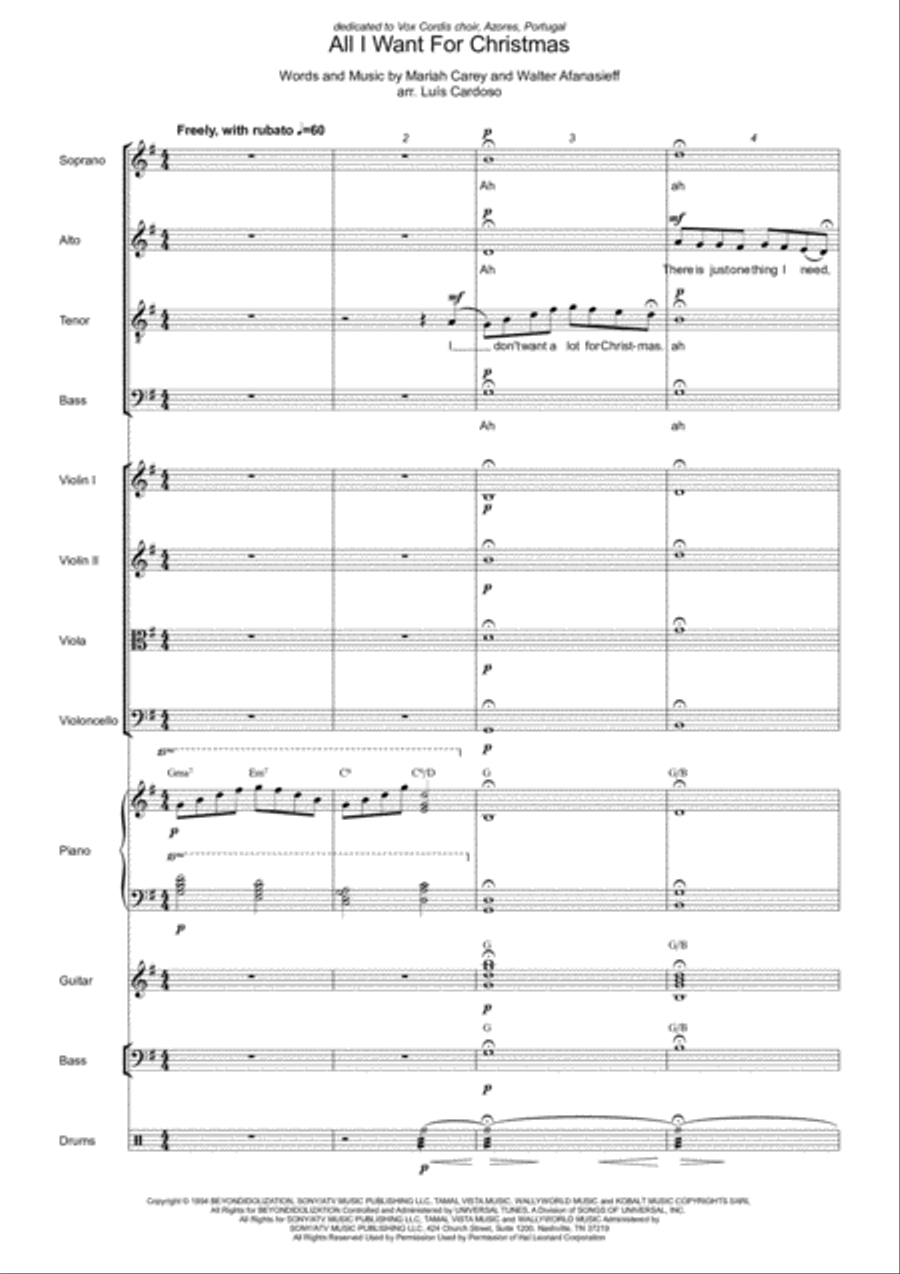 All I Want For Christmas Is You 4-Part scores gallery preview page 1