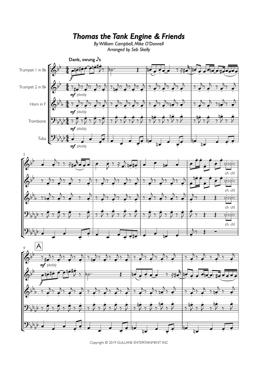 Thomas Theme Thomas Theme Brass Ensemble scores gallery preview page 1