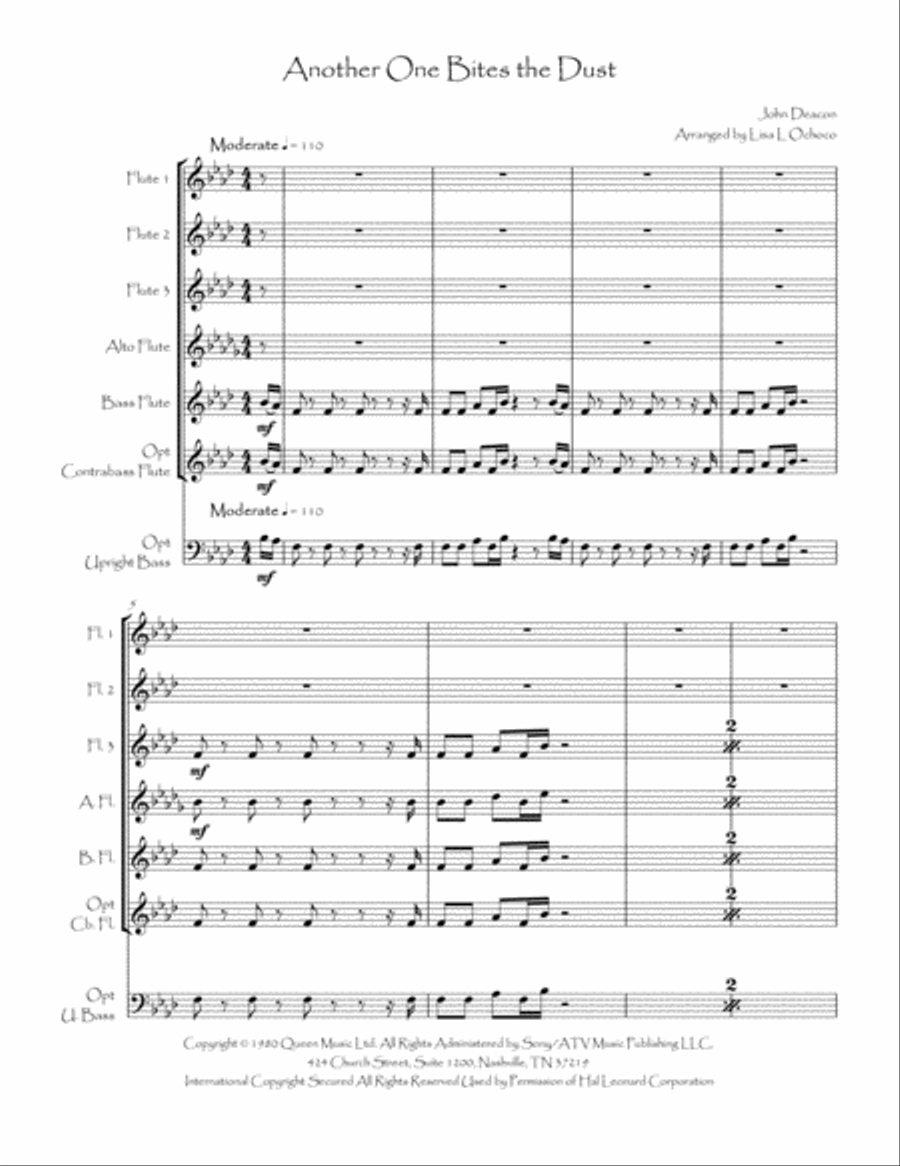 Another One Bites The Dust Flute Choir scores gallery preview page 4