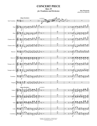 Warnecke - Concert Piece, Opus 28 for Solo Trombone and Orchestra, arranged by Ronald Babcock