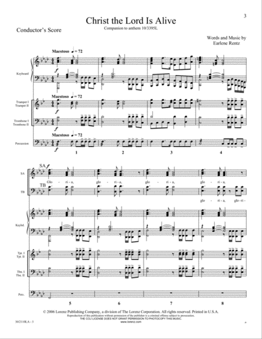 Christ the Lord Is Alive - Score and Parts Trombone scores gallery preview page 3