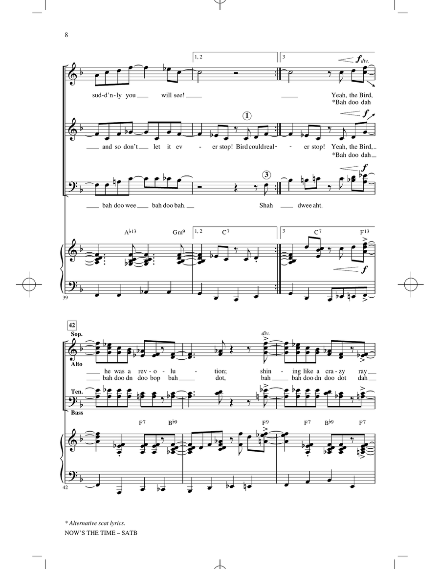 Now's The Time (arr. Kirby Shaw) 4-Part scores gallery preview page 6