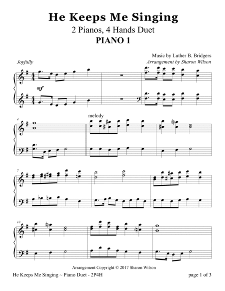 He Keeps Me Singing (2 Pianos, 4 Hands Duet) 2 Pianos, 4-Hands scores gallery preview page 3