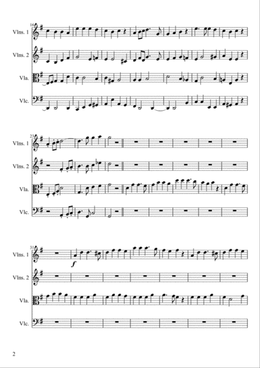 Hark the Herald Angels Sing String Quartet scores gallery preview page 2