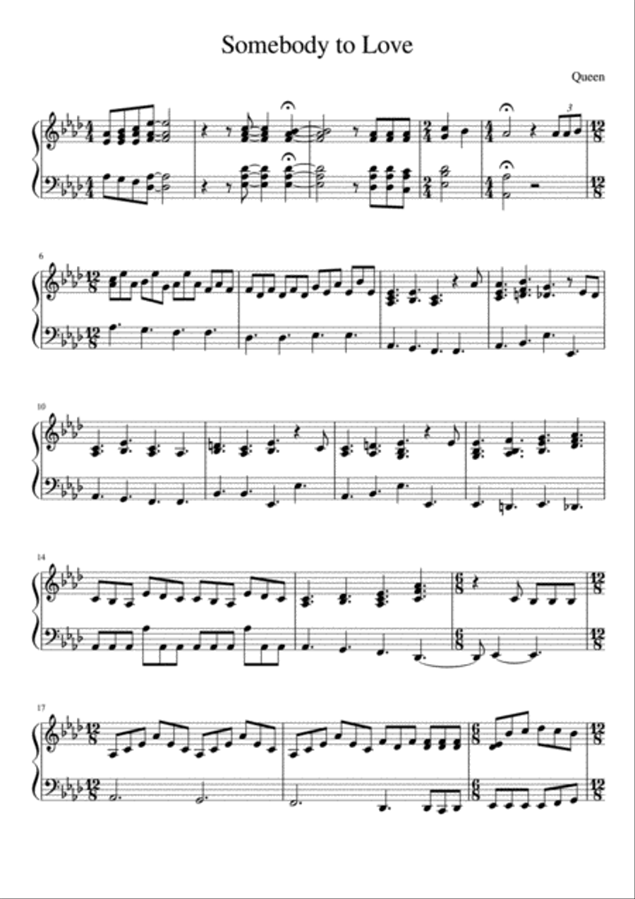 Somebody To Love Voice scores gallery preview page 1