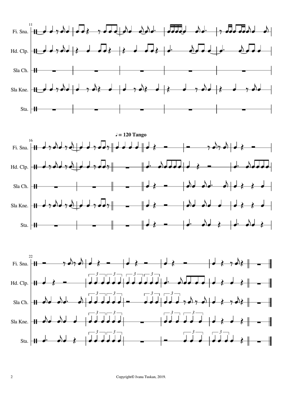 Dance Rhythm Is In You, rhythmic rondo: swing, bossa nova, tango Percussion Ensemble scores gallery preview page 4