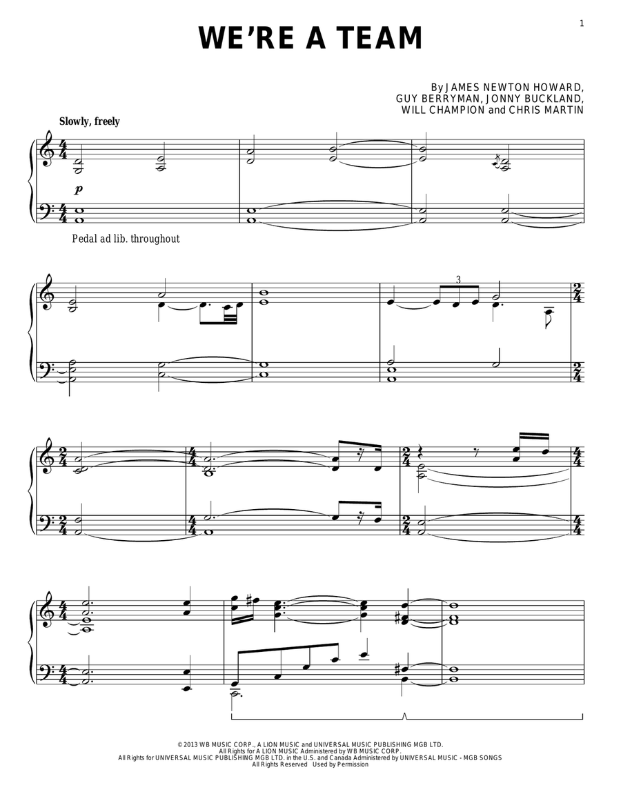We're A Team We're A Team Piano Solo scores gallery preview page 1