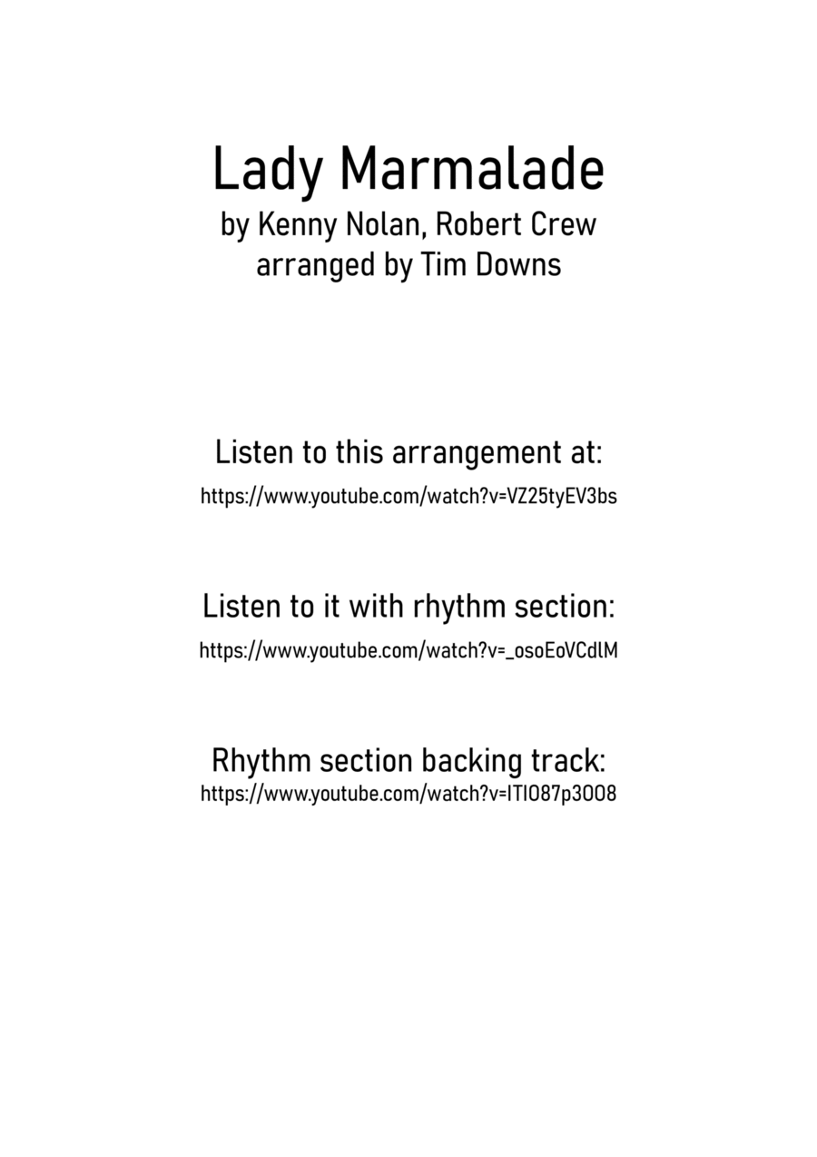 Lady Marmalade Lady Marmalade Saxophone Quartet scores gallery preview page 1