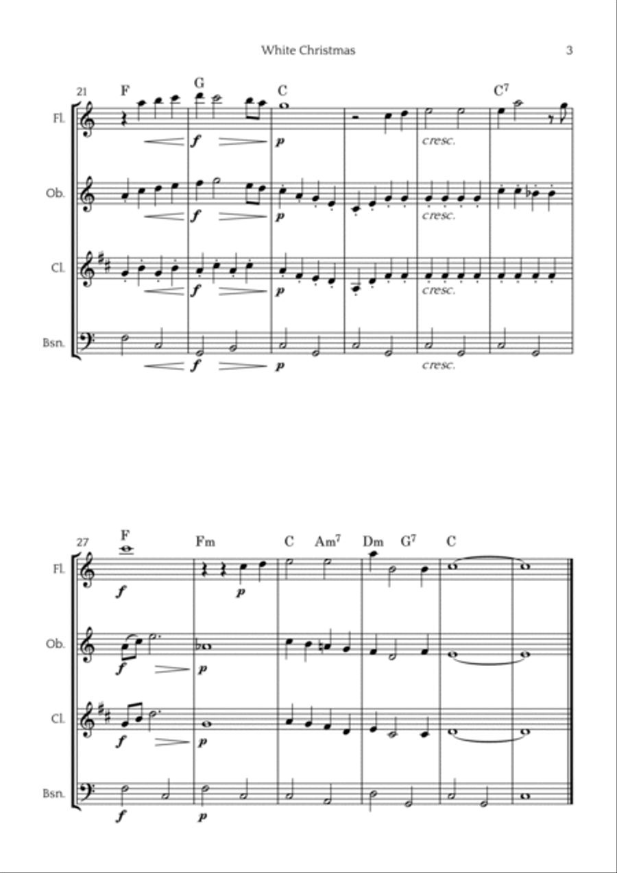 White Christmas Woodwind Quartet scores gallery preview page 3