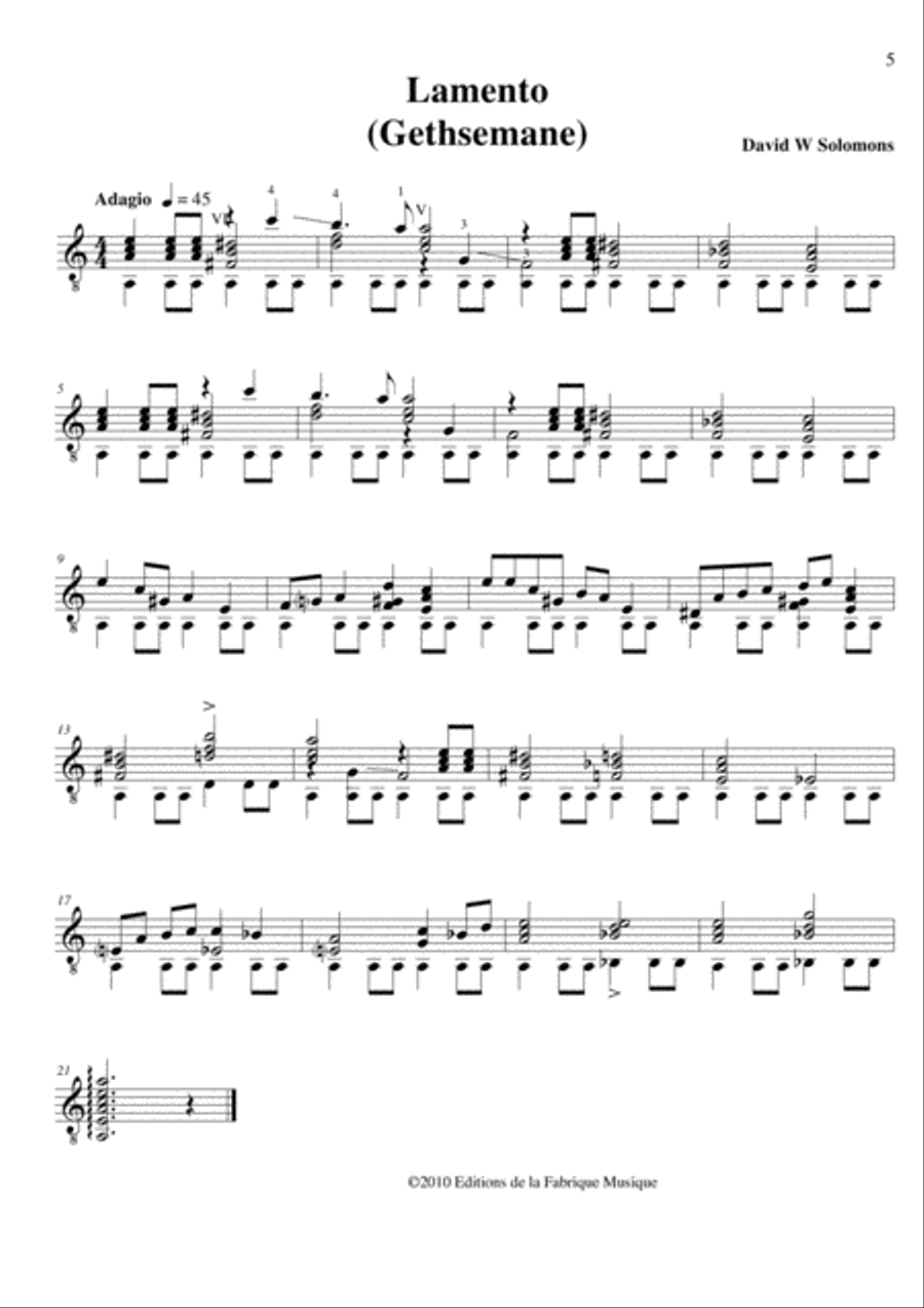 David W. Solomons, Oxford Days for solo guitar Classical Guitar scores gallery preview page 5