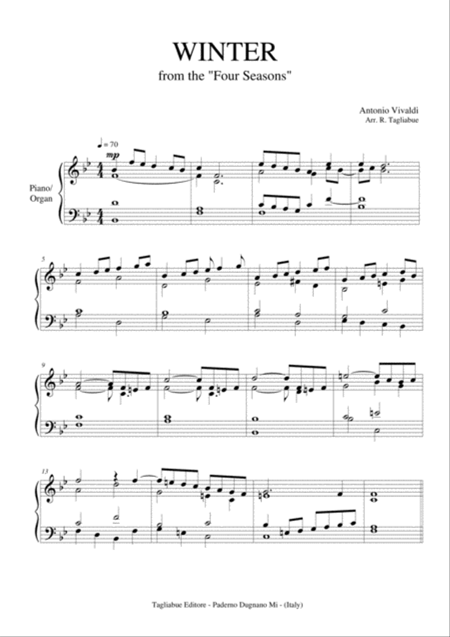 WINTER - From Four Season - For Piano/Organ Organ scores gallery preview page 2