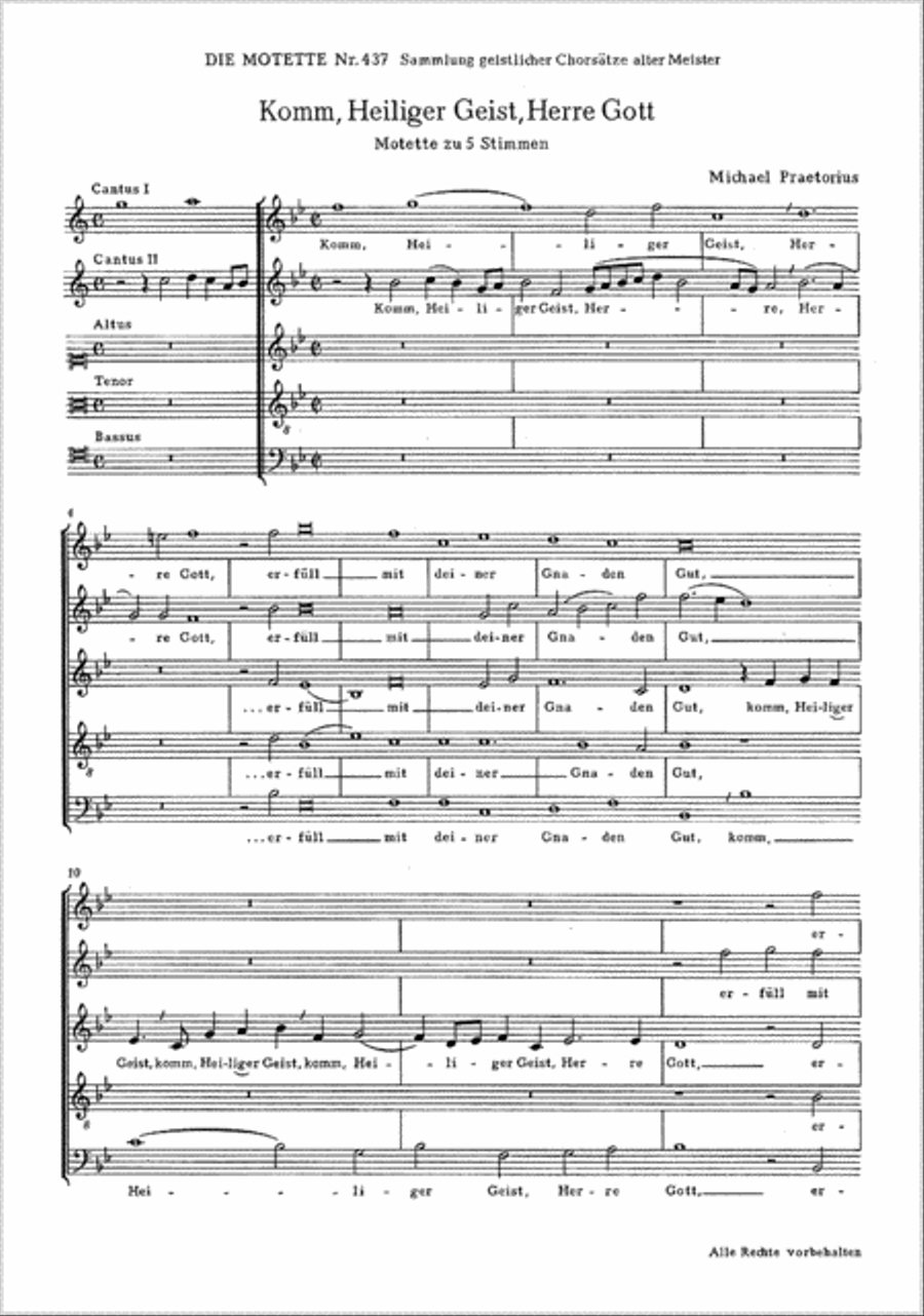 Come, Holy Ghost, God and Lord (Komm, Heiliger Geist, Herre Gott) SSATB scores gallery preview page 1