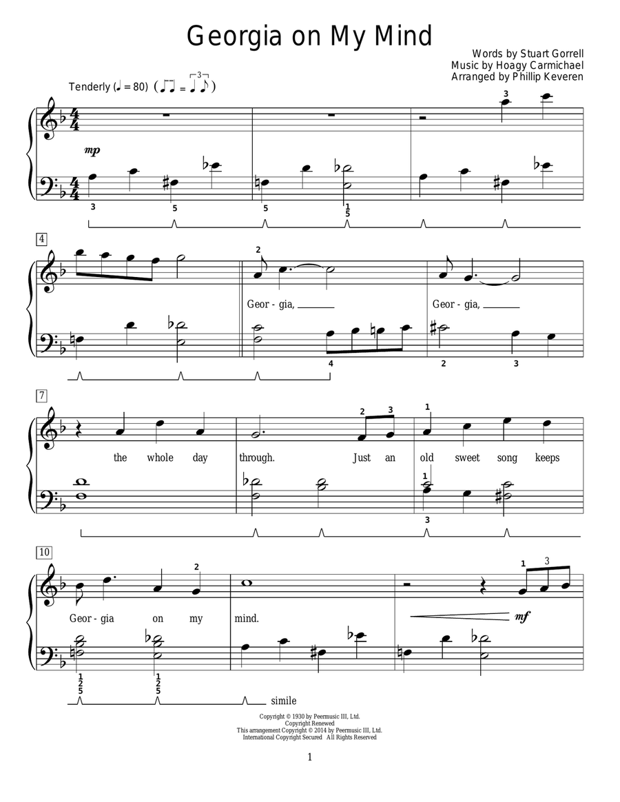 Georgia On My Mind (arr. Phillip Keveren)