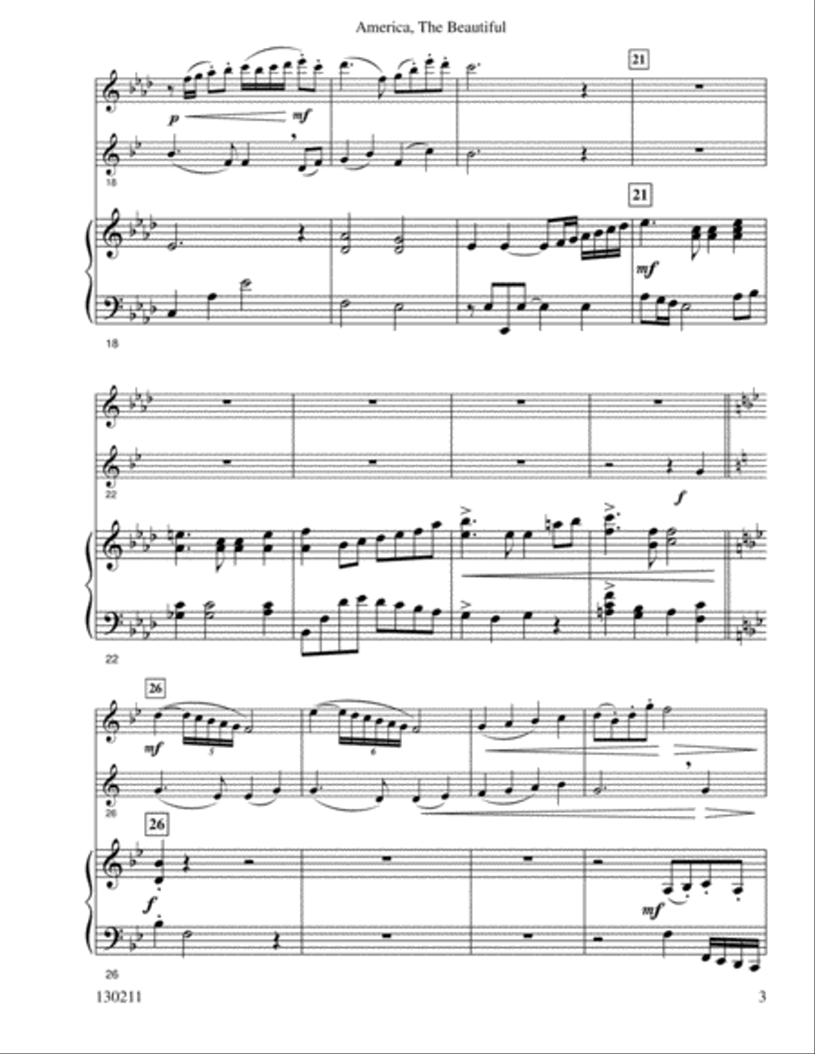 America The Beautiful Woodwind Duet scores gallery preview page 4