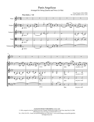 Panis Angelicus (A-flat) for Voice and String Quartet