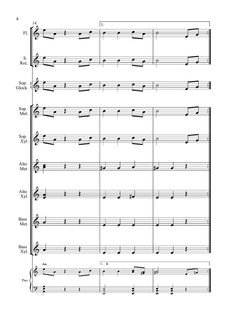 He's A Pirate Orff Instrument scores gallery preview page 4