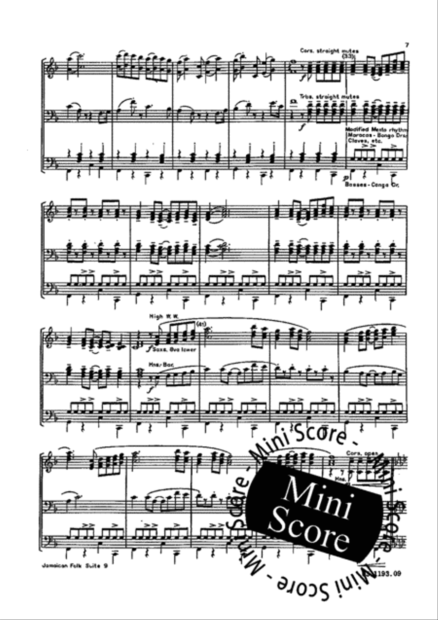 Jamaican Folk Suite Fanfare Band scores gallery preview page 11