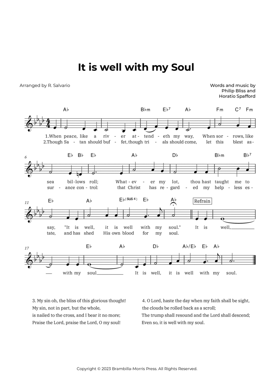 It is Well with My Soul (Key of A-Flat Major) Piano scores gallery preview page 1