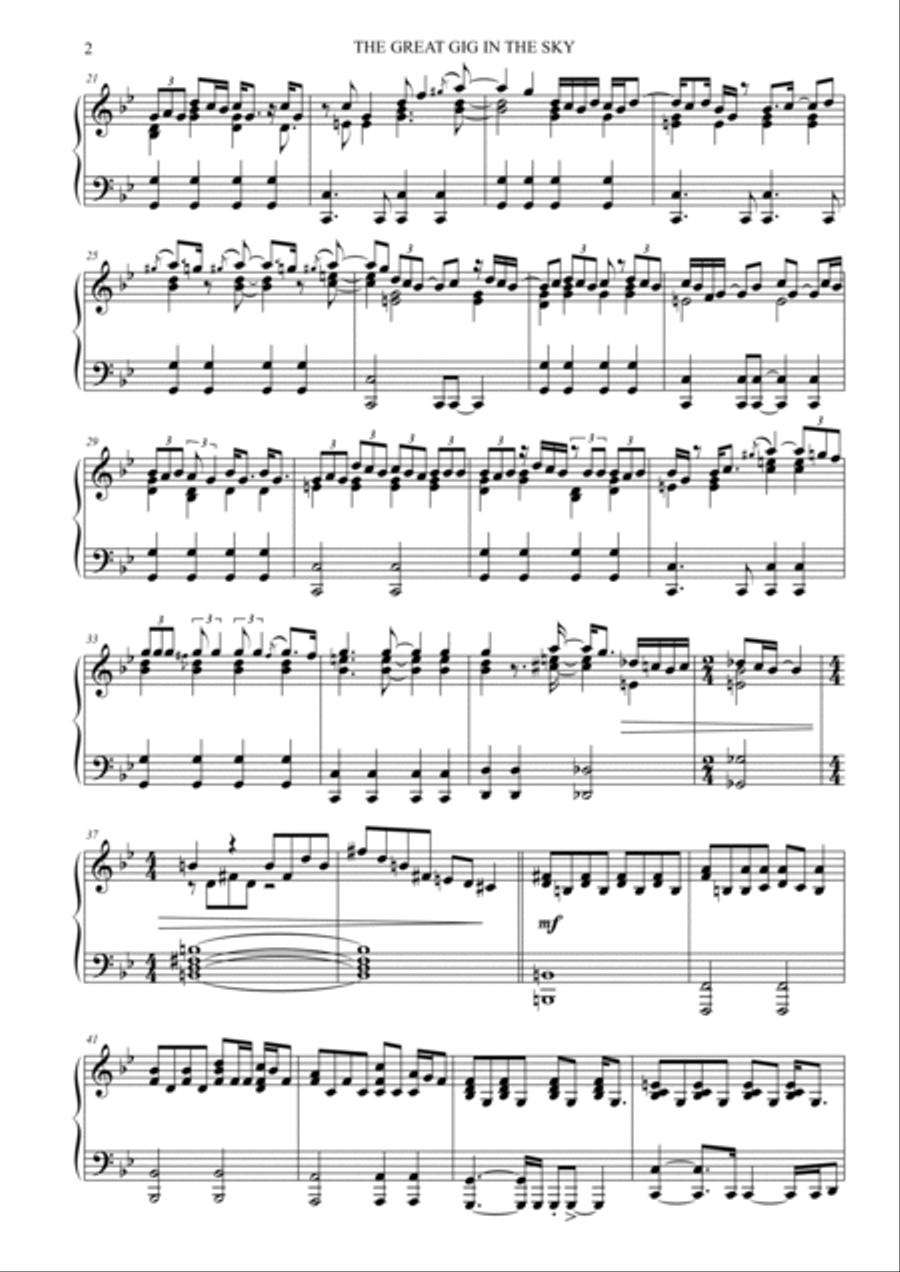 The Great Gig In The Sky Piano Solo scores gallery preview page 2
