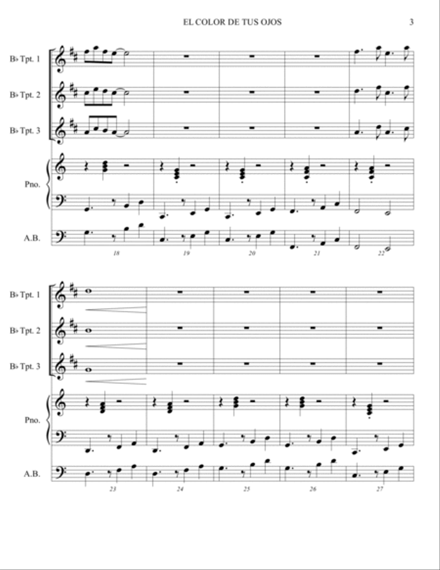 EL COLOR DE TUS OJOS EL COLOR DE TUS OJOS Jazz Ensemble scores gallery preview page 3