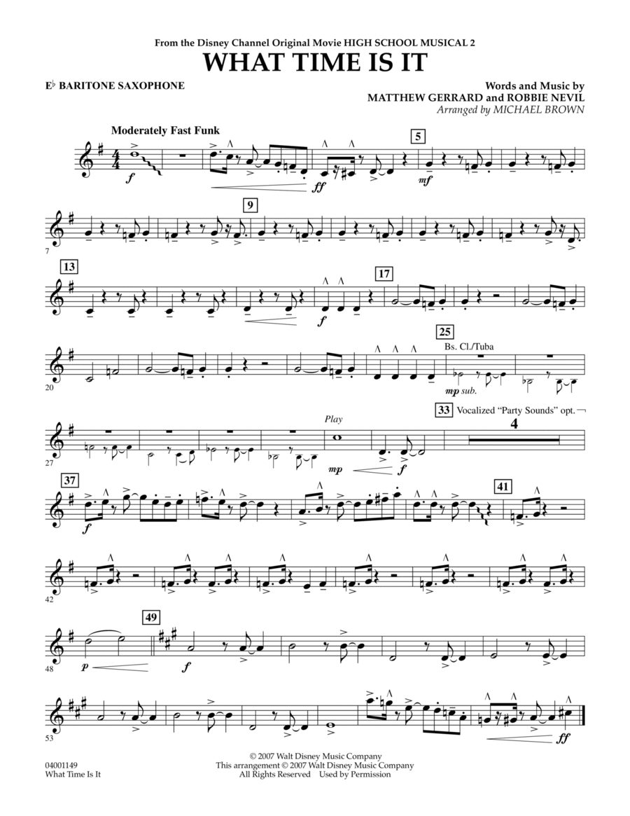 What Time Is It (from High School Musical 2) - Eb Baritone Saxophone Concert Band scores gallery preview page 1