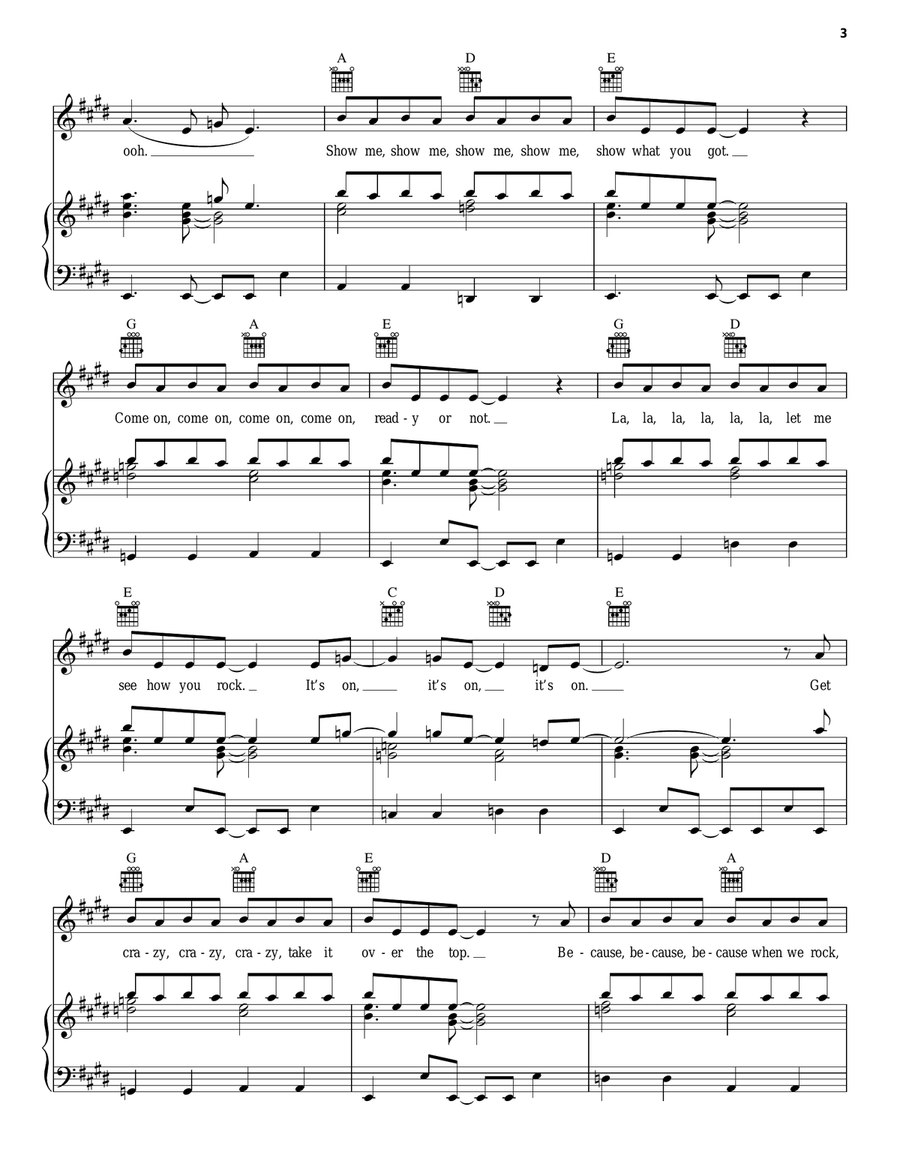 It's On (from Camp Rock 2) Piano, Vocal, Guitar scores gallery preview page 3