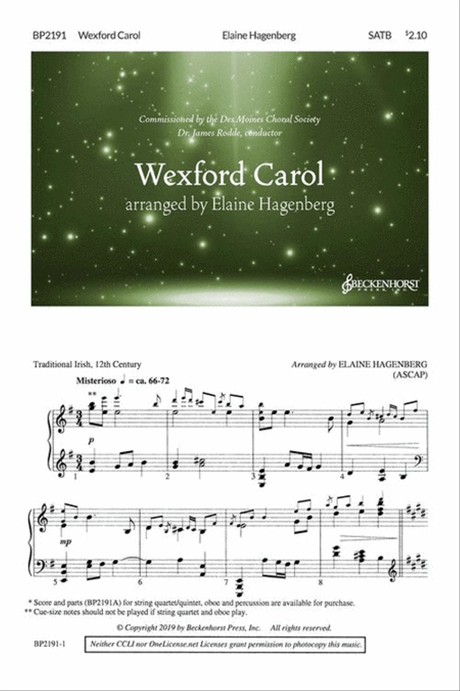 Wexford Carol - Hagenberg 4-Part scores gallery preview page 1