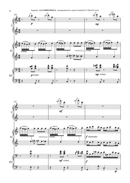 PAGANINI - La Campanella - 1 piano 6 hands, score and parts image number null