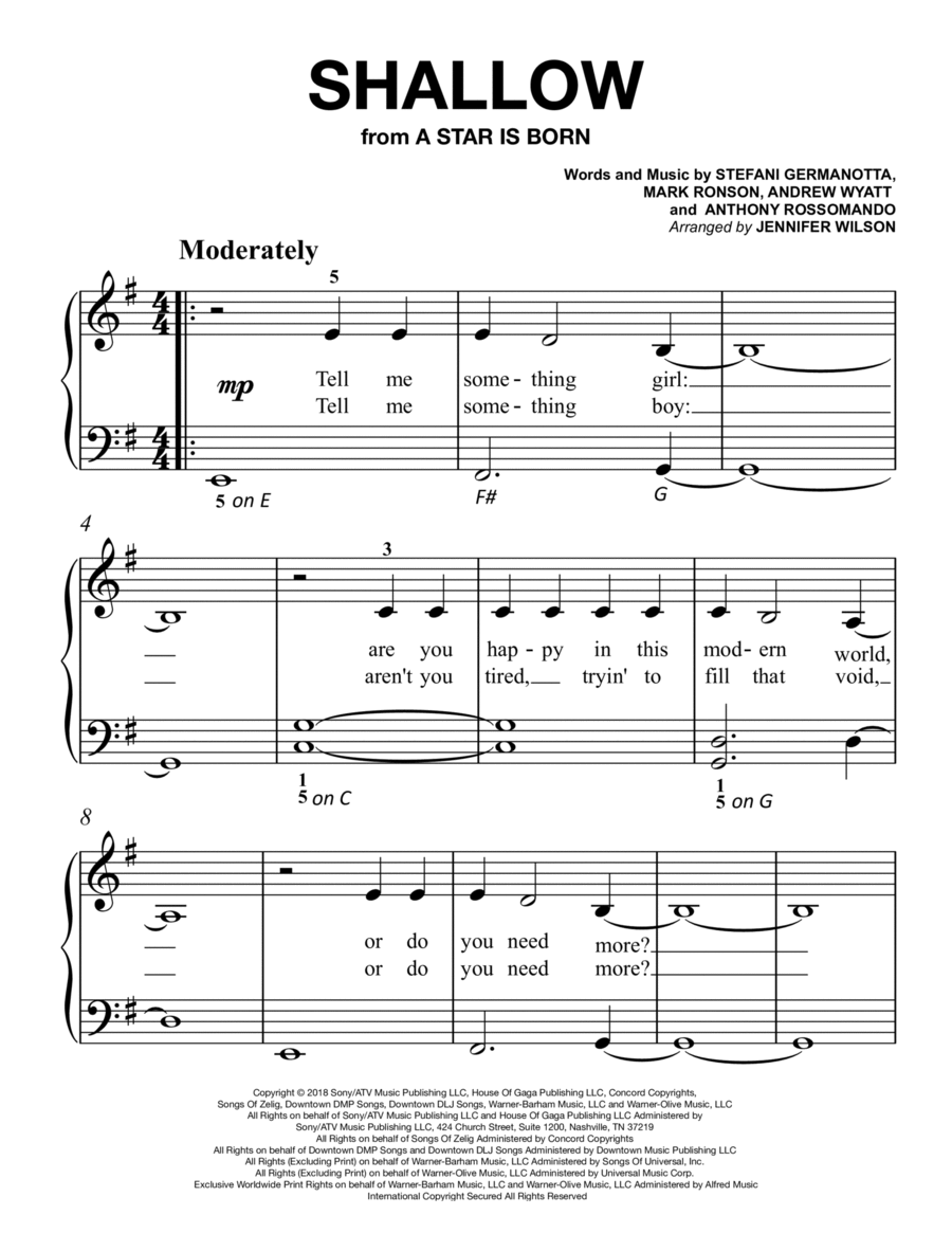 Shallow Easy Piano scores gallery preview page 1