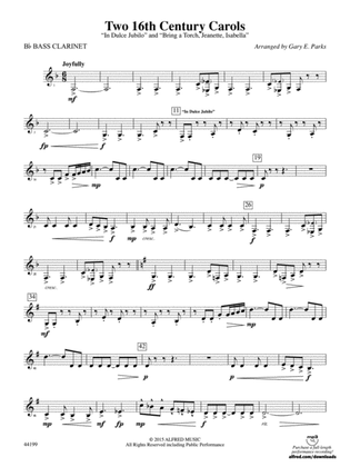 Two 16th Century Carols: B-flat Bass Clarinet