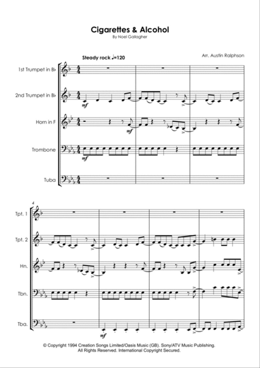 Cigarettes & Alcohol Horn scores gallery preview page 3