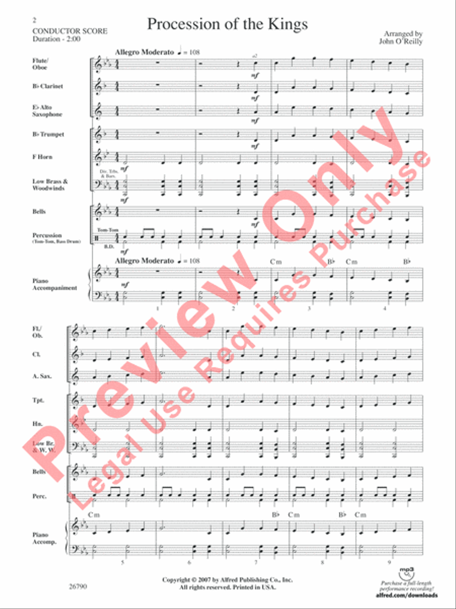 Procession of the Kings Concert Band scores gallery preview page 3
