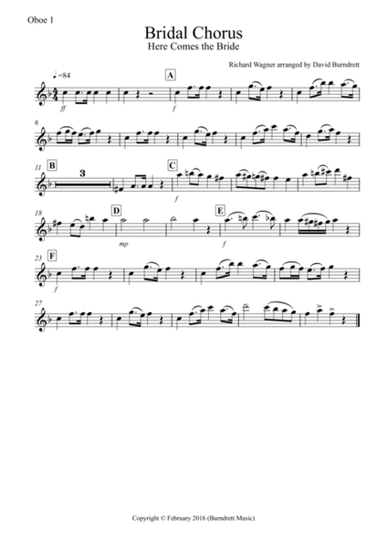 Bridal Chorus "Here Comes The Bride" for Double Reed Quartet image number null
