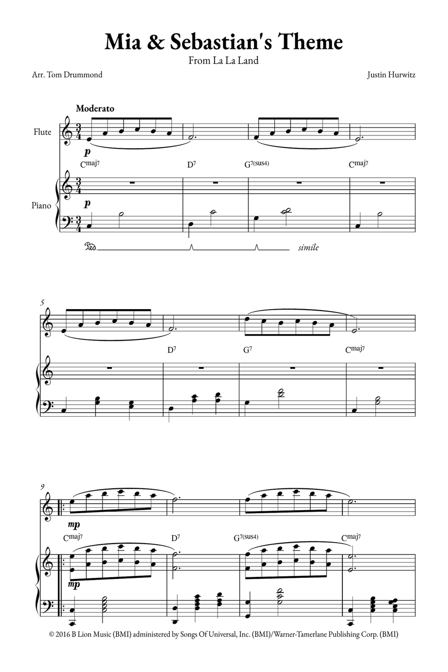 Mia & Sebastian's Theme Mia & Sebastian's Theme Flute scores gallery preview page 1