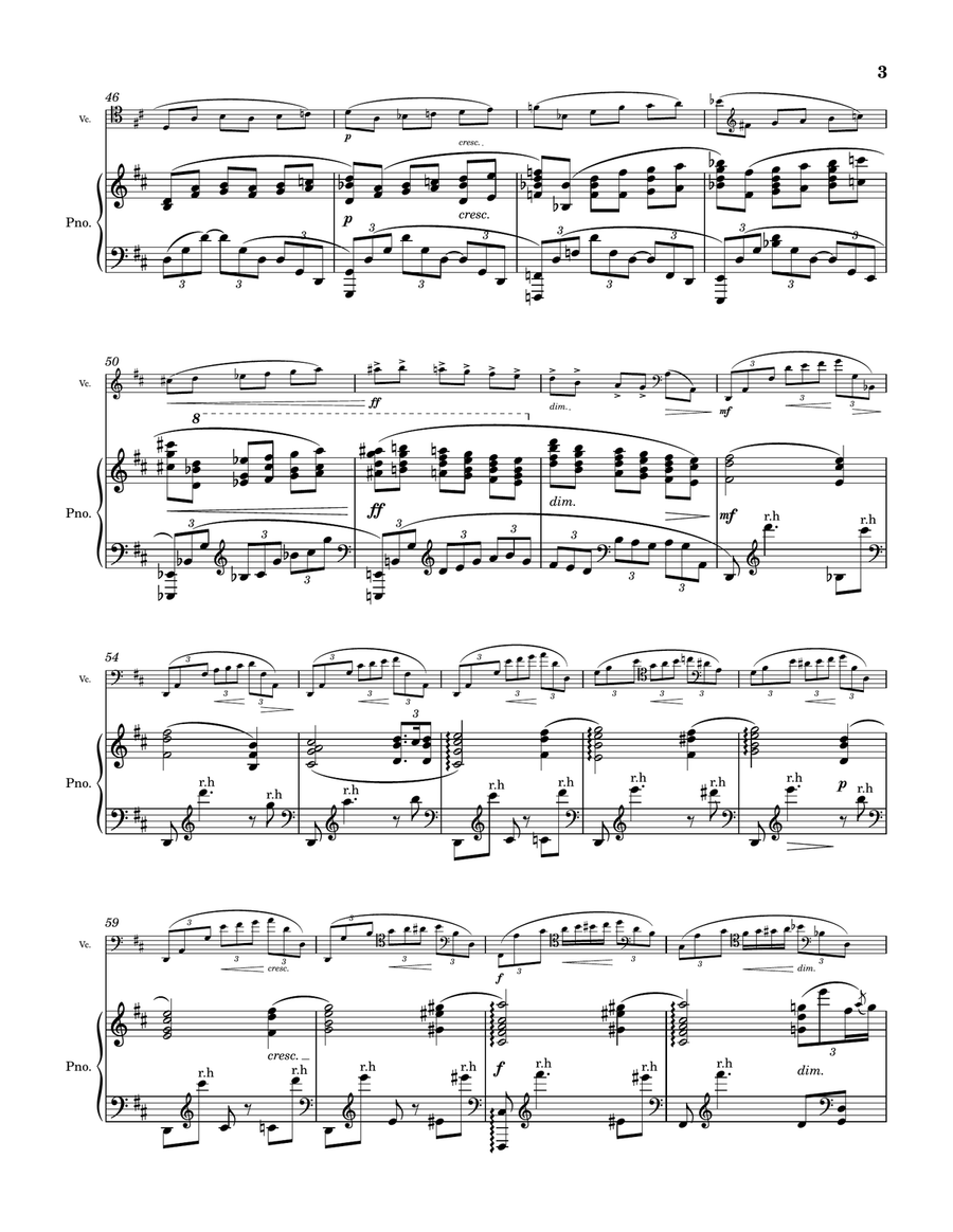 Prelude No 5 Op 23 by Rachmaninoff for Cello and Piano Chamber Music scores gallery preview page 3