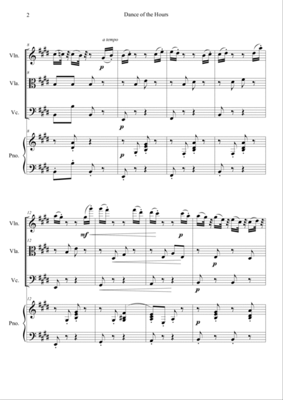Dance of the Hours Piano Quartet scores gallery preview page 2