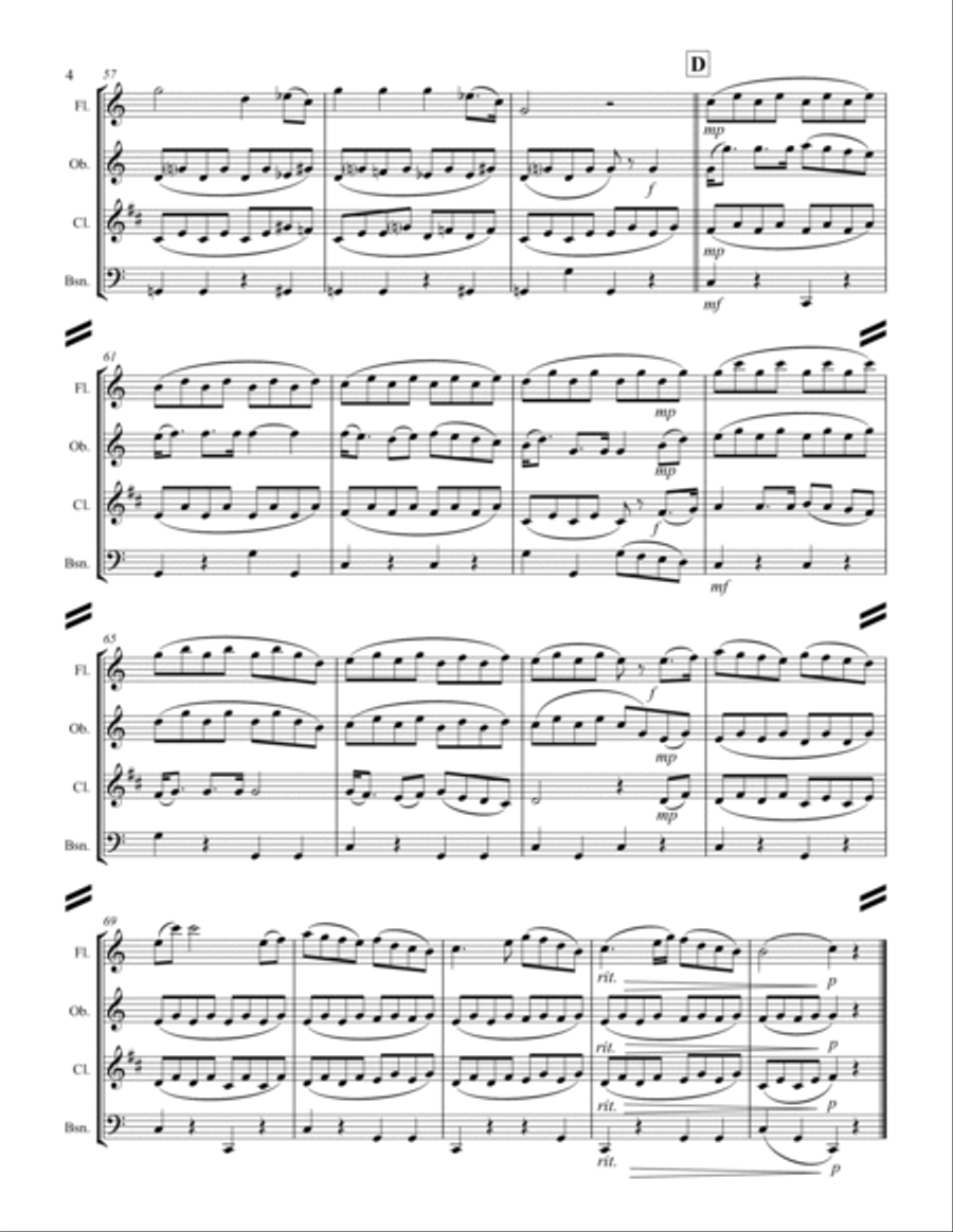 Haydn - “Serenade” (for Woodwind Quartet) Woodwind Quartet scores gallery preview page 5