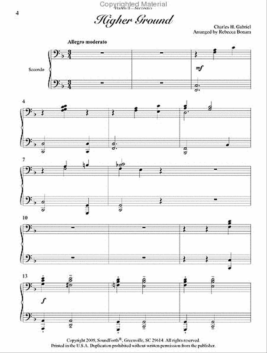 Higher Ground (inter piano quartets/8 hands, 2 pianos) Cello scores gallery preview page 4