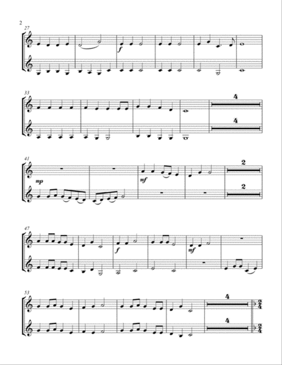 A Fun Christmas Medley (treble F instrument duet, parts only) Brass Duet scores gallery preview page 2