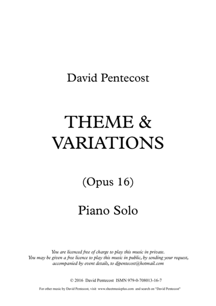 Theme & Variations, Opus 16