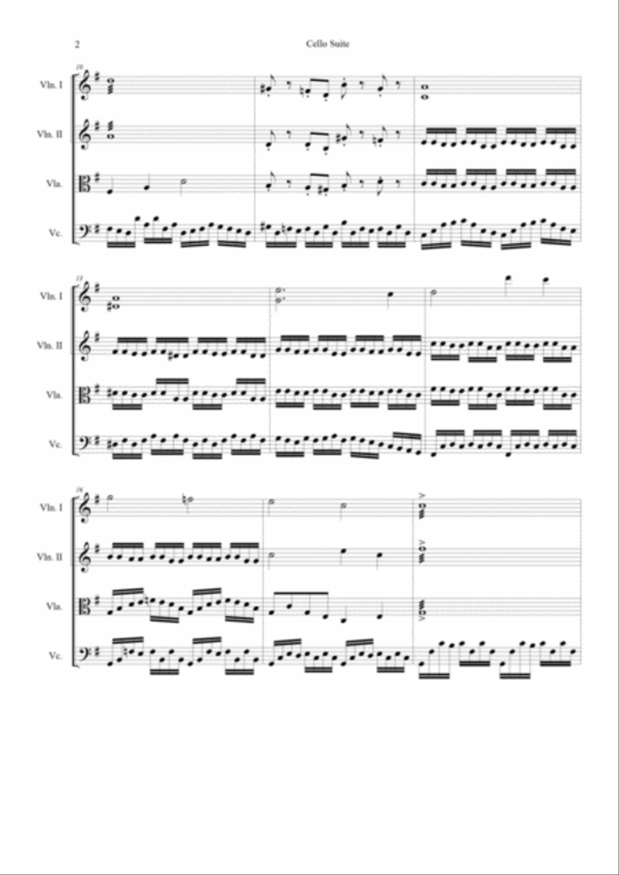 Bach is Back - Cello Suite for String Quartet String Quartet scores gallery preview page 2