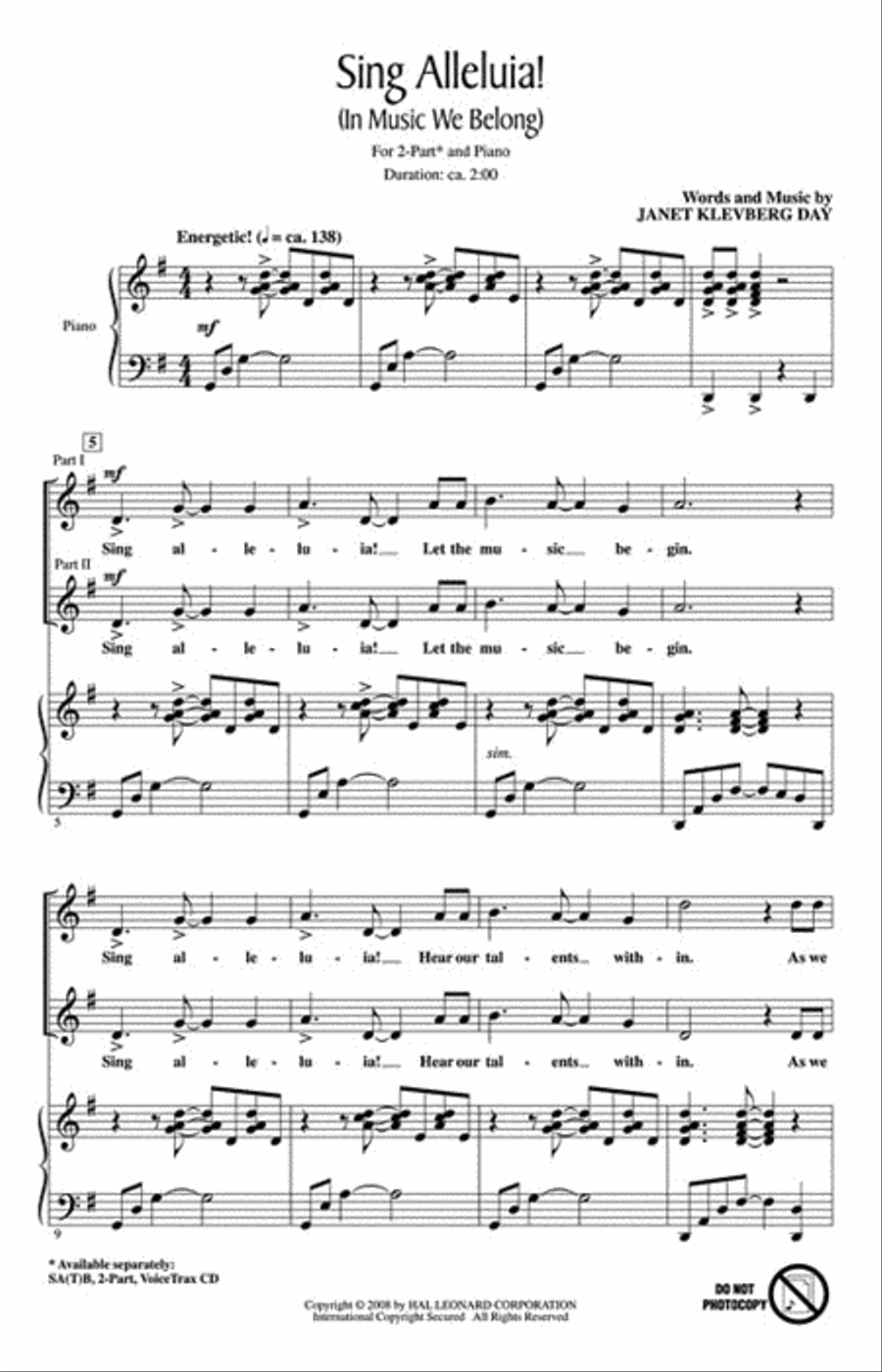 Sing Alleluia! (In Music We Belong) 2-Part scores gallery preview page 2