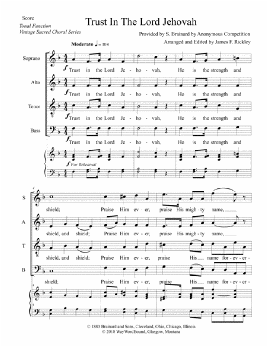 Trust in the Lord Jehovah 4-Part scores gallery preview page 1