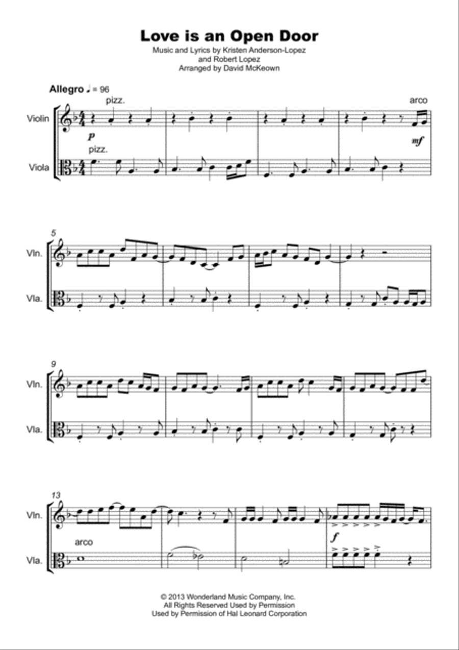 Love Is An Open Door String Duet scores gallery preview page 2