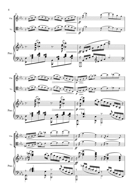 Rubinstein - Romance Op44 No1 - Piano Trio Violin Cello Piano